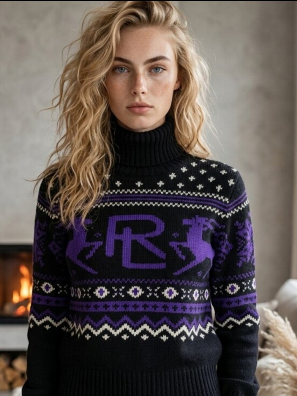 RALPH LAUREN COLLECTION Hand-Knit Cashmere Fair Isle Turtleneck Sweater Small - Picture 5 of 13